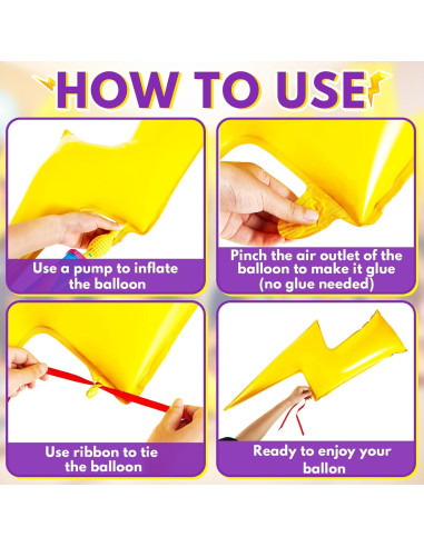 Juego de 6 globos relámpago Hungdao 114 cm amarillo para fiesta