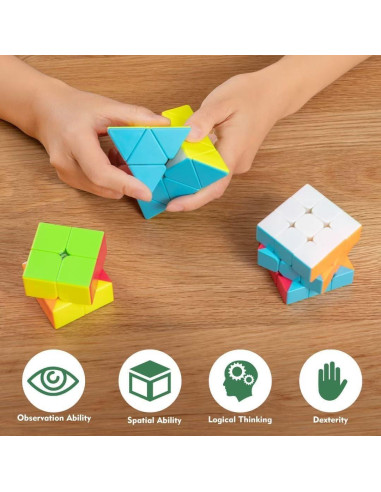 Juego de Cubos Rápidos 3-en-1 Nabreeli 2x2 3x3 Pirámide