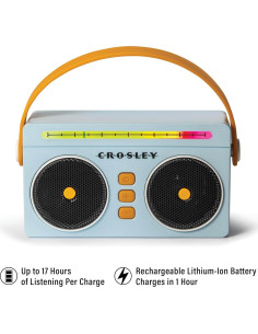 Altavoz Bluetooth Portátil Crosley CR3050A-SB Retro LED Azul 2