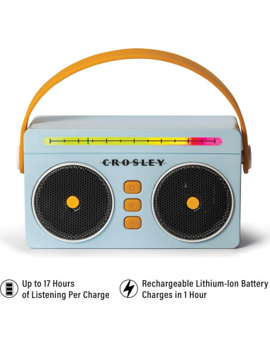 Altavoz Bluetooth Portátil Crosley CR3050A-SB Retro LED Azul