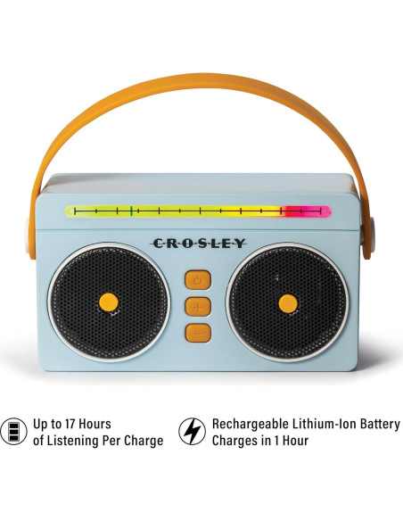 Altavoz Bluetooth Portátil Crosley CR3050A-SB Retro LED Azul