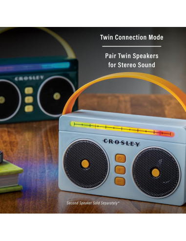 Altavoz Bluetooth Portátil Crosley CR3050A-SB Retro LED Azul