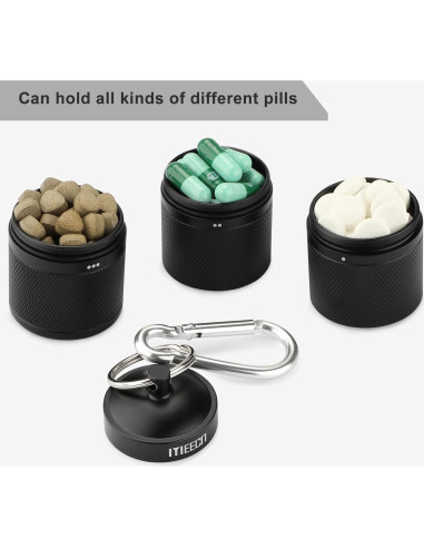 Organizador de Pastillas MEECN 3 Capas Aluminio Impermeable Negro