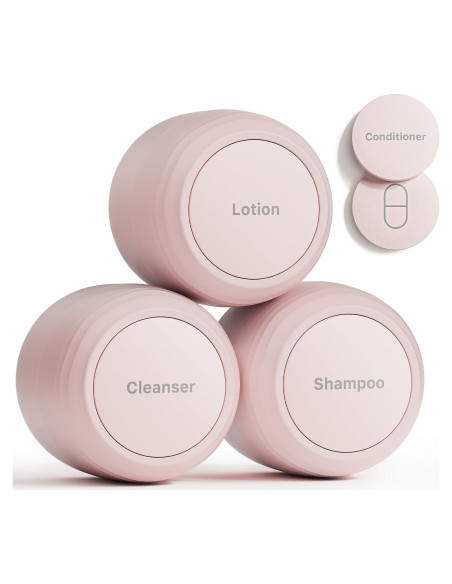 Juego de Tarros de Aseo de Viaje Trimcoo Rosa 30ml - A prueba de Fugas