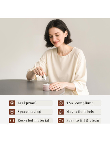 Juego de Tarros de Aseo de Viaje Trimcoo Rosa 30ml - A prueba de Fugas