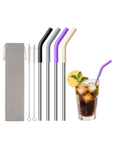 Popote Corto Reutilizable Diumepo 17 cm Acero Inoxidable con Silicona