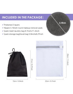 Almohadillas Reutilizables para Quitar Maquillaje SUNLAND 16 Pzas 8cm 2