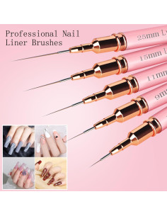 Set de 5 Pinceles para Arte de Uñas Rosa - Profesional y Detalles Finos 2