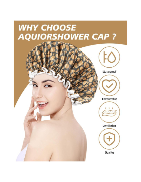 Gorro de Ducha Aquior Doble Forro Impermeable Leopardo