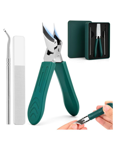 Cortauñas Antisalpicaduras FFyeiiy Set de 3 Piezas Verde