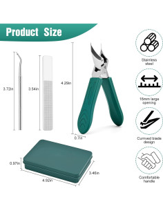 Cortauñas Antisalpicaduras FFyeiiy Set de 3 Piezas Verde 2