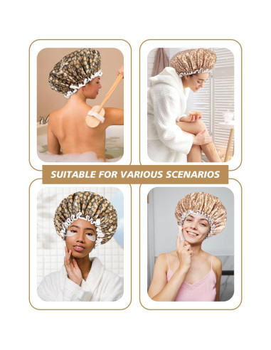 Gorro de Ducha Aquior Doble Forro Impermeable Leopardo