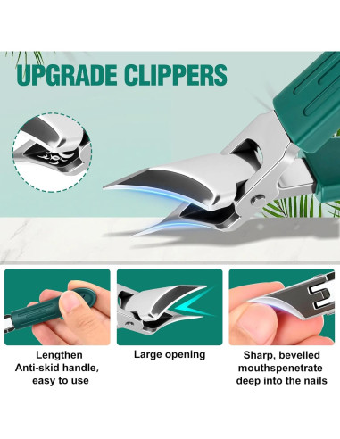 Cortauñas Antisalpicaduras FFyeiiy Set de 3 Piezas Verde