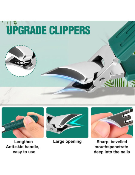 Cortauñas Antisalpicaduras FFyeiiy Set de 3 Piezas Verde