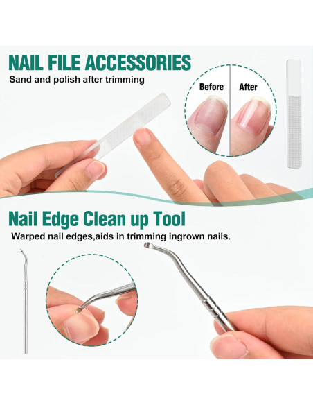 Cortauñas Antisalpicaduras FFyeiiy Set de 3 Piezas Verde