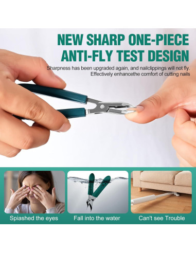 Cortauñas Antisalpicaduras FFyeiiy Set de 3 Piezas Verde