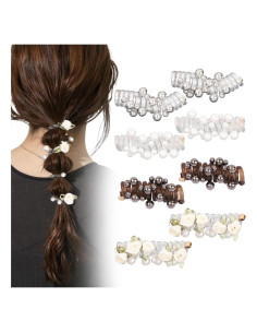 Juego de 8 Gomas de Pelo Espirales Quuztao con Perlas