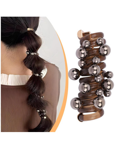 Juego de 8 Gomas de Pelo Espirales Quuztao con Perlas