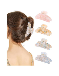 4 Clips de Garra Acrílicos Multicolor para Cabello Fino y Grueso