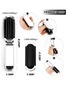 Cepillo de Pelo Plegable con Espejo Siutaga - 2 Pcs Mini 2