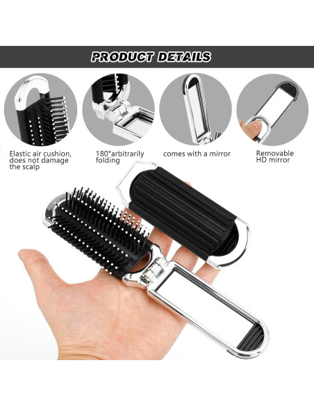 Cepillo de Pelo Plegable con Espejo Siutaga - 2 Pcs Mini