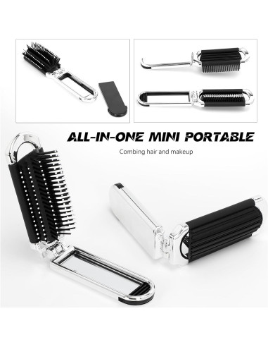 Cepillo de Pelo Plegable con Espejo Siutaga - 2 Pcs Mini