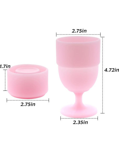 Vasos de Vino de Silicona Plegables TWZKXC 200ml Rosa