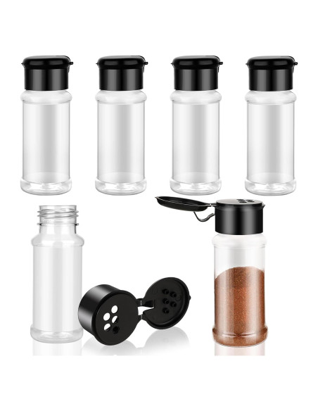 Paquete de 6 frascos de especias plásticos 88.7 ml con tapa shaker