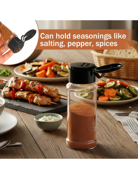 Paquete de 6 frascos de especias plásticos 88.7 ml con tapa shaker