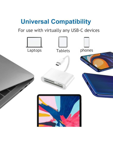 Lector de Tarjetas USB-C Genérico 3-en-1 CF/SD/TF Blanco