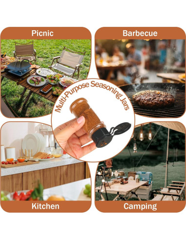 Paquete de 6 frascos de especias plásticos 88.7 ml con tapa shaker