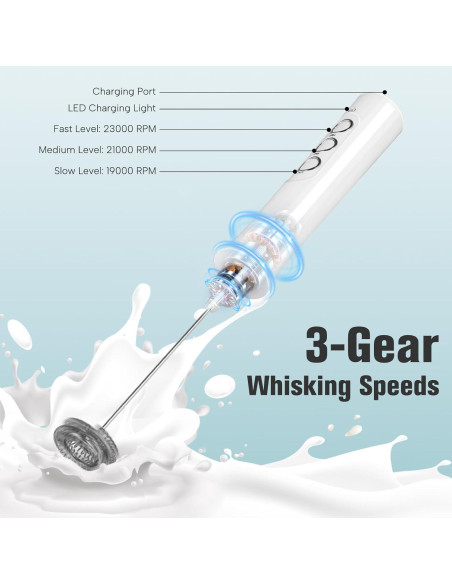 Espumador de Leche Recargable Nougat MF02 - 249g, Blanco