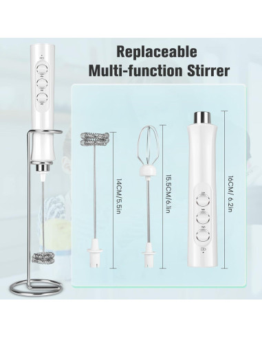 Espumador de Leche Recargable Nougat MF02 - 249g, Blanco