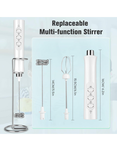 Espumador de Leche Recargable Nougat MF02 - 249g, Blanco