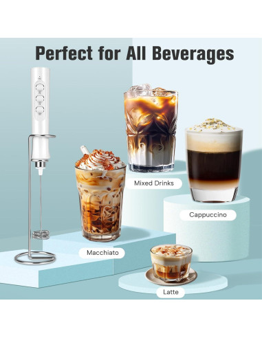 Espumador de Leche Recargable Nougat MF02 - 249g, Blanco