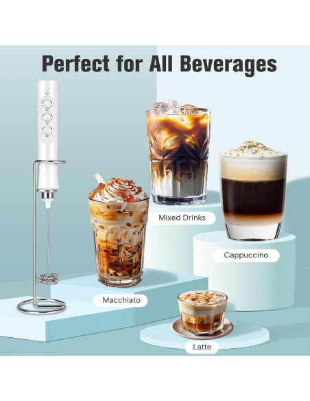 Espumador de Leche Recargable Nougat MF02 - 249g, Blanco