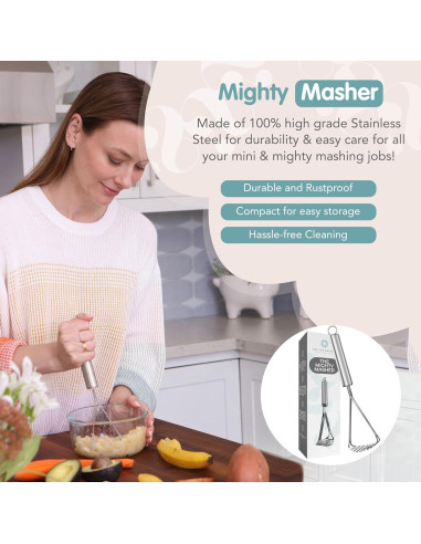 Mighty Masher triturador de alimentos para bebés acero inoxidable