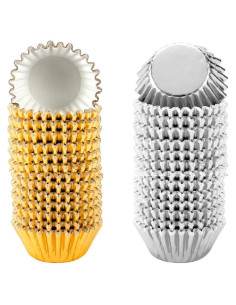 1000 Mini Copas para Cupcake Homtable Oro y Plata 3.18 cm