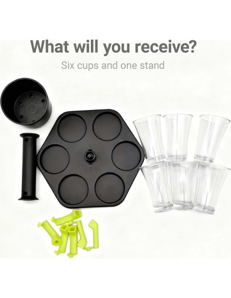 Dispensador de Chupitos TSKVT con 6 Vasos Acrílicos 44ml