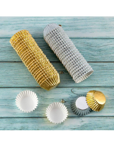 1000 Mini Copas para Cupcake Homtable Oro y Plata 3.18 cm