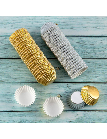 1000 Mini Copas para Cupcake Homtable Oro y Plata 3.18 cm