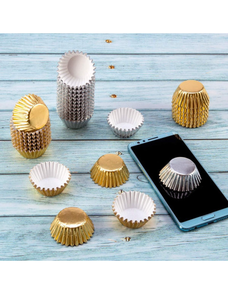 1000 Mini Copas para Cupcake Homtable Oro y Plata 3.18 cm