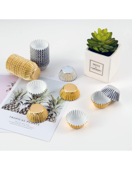 1000 Mini Copas para Cupcake Homtable Oro y Plata 3.18 cm