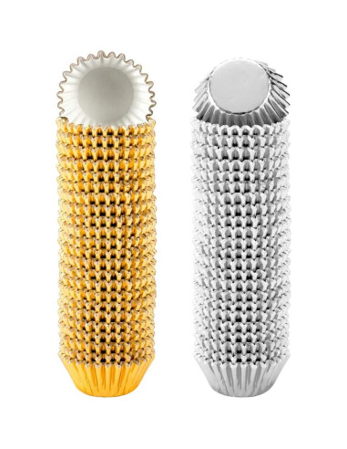 1000 Mini Copas para Cupcake Homtable Oro y Plata 3.18 cm