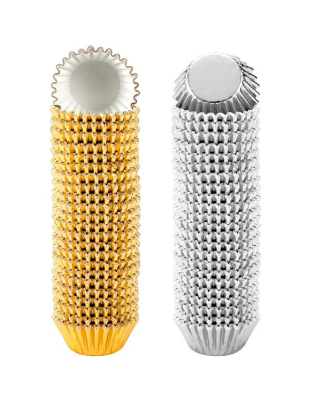 1000 Mini Copas para Cupcake Homtable Oro y Plata 3.18 cm