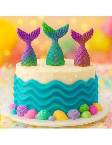 Bandeja de Hielo Silicona HIC Kitchen 6 Colas de Sirena Verde