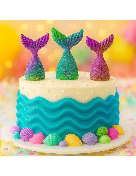 Bandeja de Hielo Silicona HIC Kitchen 6 Colas de Sirena Verde