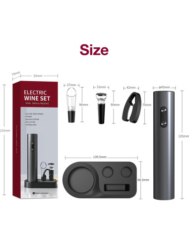 Juego de Abridor de Vino Eléctrico 5 en 1 CREERJOY Negro