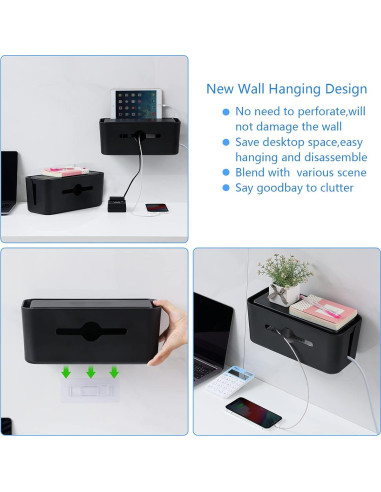 Caja Organizadora de Cables Gabfu Negra 31x13.5x13 cm