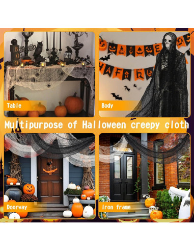 Paquete de 6 Telas Espeluznantes Negras Yokodaza 76x183 cm